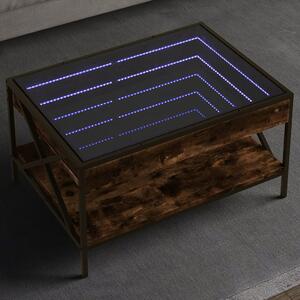 Füstös tölgy végtelen hatású LED-es dohányzóasztal 70x50x38 cm