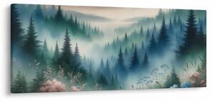 Kép - Erdős táj köddel (120x50 cm)