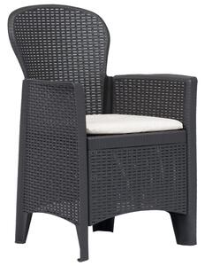 VidaXL 2 db barna rattan hatású műanyag kerti szék párnával