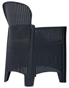 VidaXL 2 db antracit rattan hatású műanyag kerti szék párnával