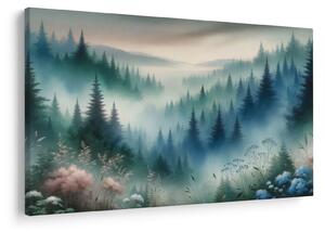 Kép - Erdős táj köddel (90x60 cm)