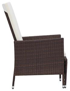 VidaXL barna dönthető háttámlás polyrattan kerti szék párnákkal