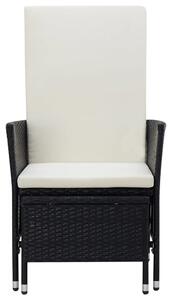 VidaXL fekete dönthető háttámlás polyrattan kerti szék párnákkal