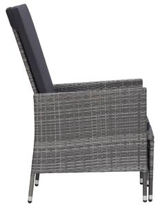 VidaXL szürke dönthető háttámlás polyrattan kerti szék párnákkal