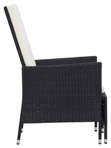 VidaXL fekete dönthető háttámlás polyrattan kerti szék párnákkal