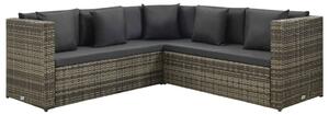 VidaXL 4 részes szürke polyrattan kerti ülőgarnitúra párnákkal