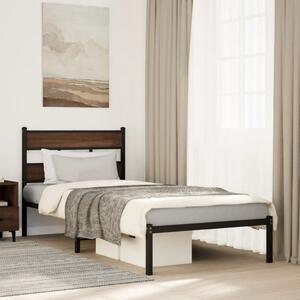 Barna tölgy színű fejtámlás ágykeret matrac nélkül 75 x 190 cm