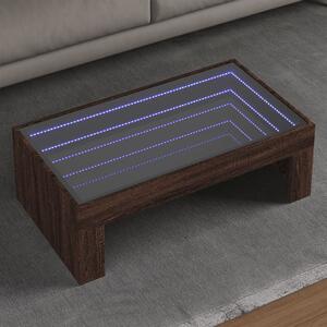 Barna tölgy végtelen hatású LED-es dohányzóasztal 90x50x30 cm