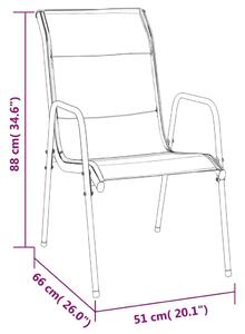 VidaXL 4 db fekete acél és textilén kerti szék