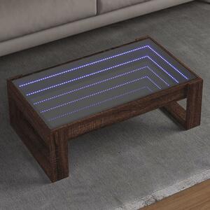 Barna tölgy végtelen hatású LED-es dohányzóasztal 90x53x30 cm