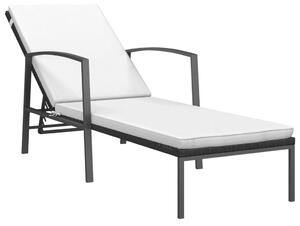 VidaXL 2 db fekete polyrattan napozóágy asztallal
