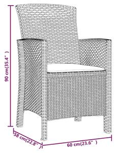 VidaXL grafitszürke polyrattan kerti szék párnával