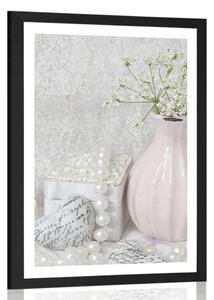Poszter paszportuval romantikus Shabby Chic csendélet
