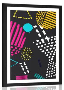 Poszter paszportuval modern Memphis minta