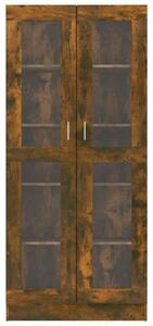 Füstös tölgyszínű szerelt fa vitrinszekrény 82,5x30,5x185,5 cm