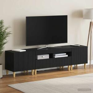 VidaXL 5 darabos LED TV szekrény Fekete Szerelt Fa