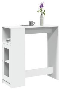 Fehér szerelt fa tárolórekeszes bárasztal 101 x 40 x 103,5 cm