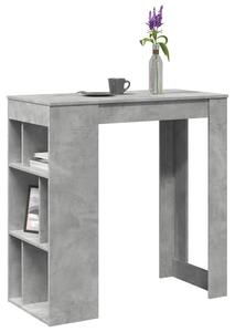 Betonszürke szerelt fa tárolórekeszes bárasztal 102x50x103,5 cm