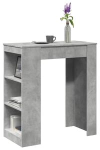 Betonszürke szerelt fa tárolórekeszes bárasztal 95x47x103,5 cm