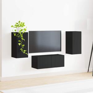 VidaXL TV szekrény garnitúra Falra szerelhető 6 pcs Fekete Faanyag