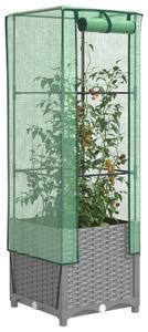 Rattan megjelenésű magaságyás melegháztakaróval 40x40x139 cm