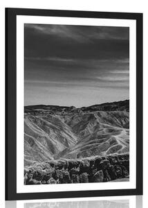 Poszter paszportuval Death Valley Nemzeti Park fekete-fehérben