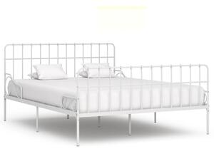Fehér fém ágykeret lécezett ágyráccsal 200 x 200 cm