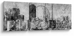 Kép - Kávé művészeti város (órával) (90x30 cm)