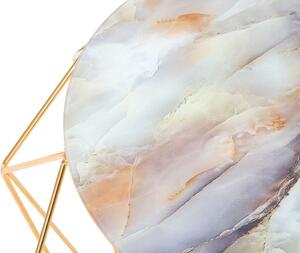 Dohányzóasztal, arany, üveg-színes márvány mintával - DIAMANT