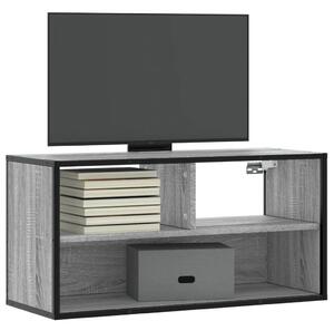 Szürke sonoma színű szerelt fa és fém TV-szekrény 80x31x39,5 cm