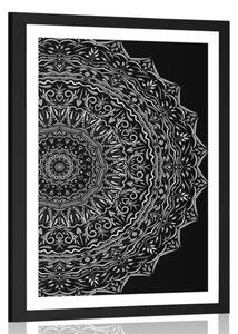 Poszter paszportuval Mandala vintage stílusban fekete fehérben