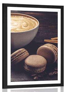 Poszter paszportuval kávé és csokis macaroons