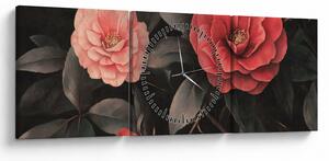 Kép - Vörös virágok sötét háttér előtt (órával) (90x30 cm)