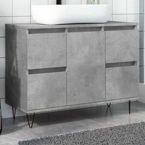 Betonszürke szerelt fa fürdőszobaszekrény 80 x 33 x 60 cm