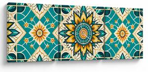 Kép - Türkiz minta (órával) (90x30 cm)