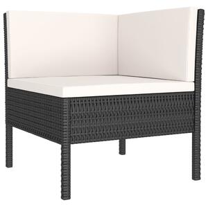 VidaXL 5 részes fekete polyrattan kerti ülőgarnitúra párnákkal