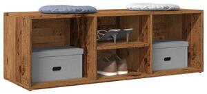 Antik fa színű szerelt fa cipőtároló pad 105 x 35 x 35 cm