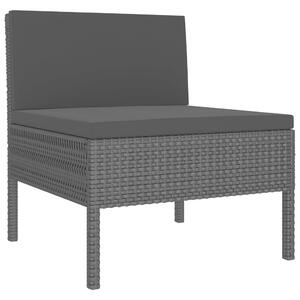 VidaXL 11 részes fekete polyrattan kerti ülőgarnitúra párnákkal