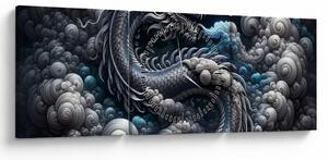 Kép – Sárkány a füstben (órával) (90x30 cm)