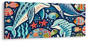Kép – Rajzolt vízi állatok (120x50 cm)