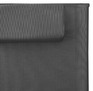 VidaXL 2 db fekete-szürke textilén napozóágy