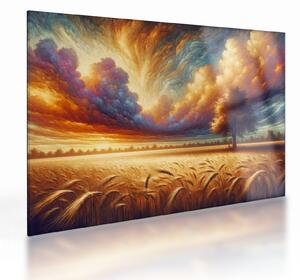 Üveg kép – Fa a mezőn (70x50 cm)