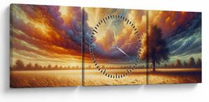Kép – Fa a mezőn (órával) (90x30 cm)