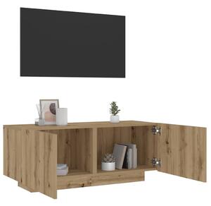 Kézműves tölgy színű szerelt fa TV-szekrény 100 x 35 x 40 cm