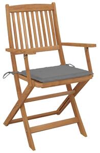 VidaXL 6 db összecsukható tömör akácfa kerti szék párnával