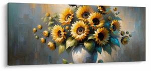 Kép – Napraforgós váza (120x50 cm)