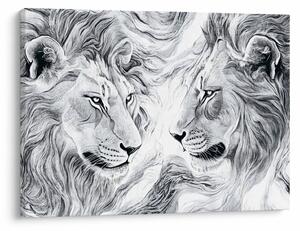 Kép - Rajzolt oroszlánfejek (70x50 cm)