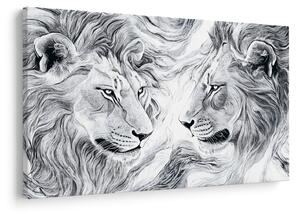 Kép - Rajzolt oroszlánfejek (90x60 cm)