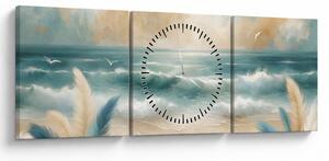 Kép – Festett strand lágy színekben (órával) (90x30 cm)