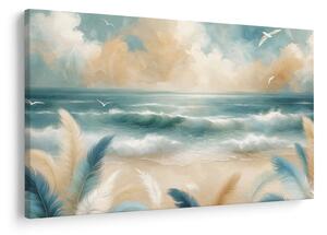 Kép – Festett strand lágy színekben (90x60 cm)